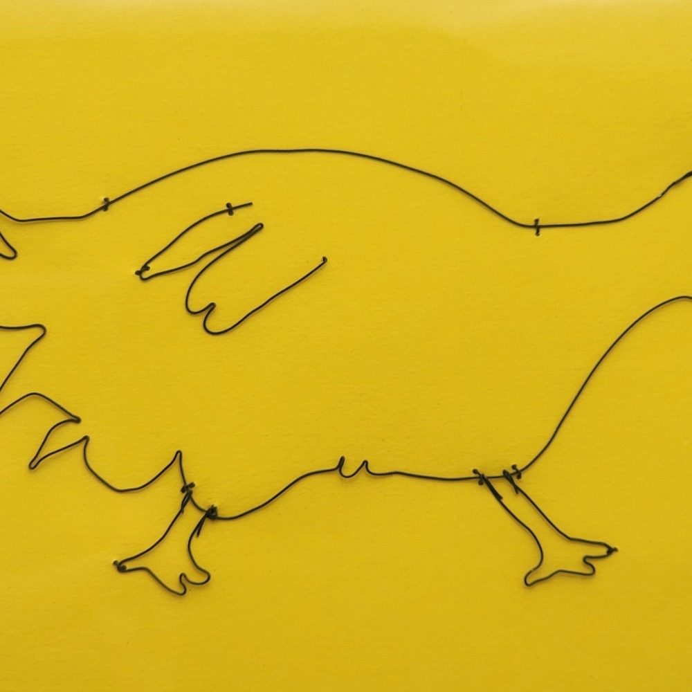 Handcrafted Quacking Duck Framed Wire Art Yellow Backing Music Note 14x11 Cute - Picture 4 of 5